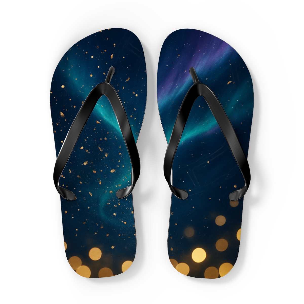 New Year Aurora Confetti trendy printed flip flops