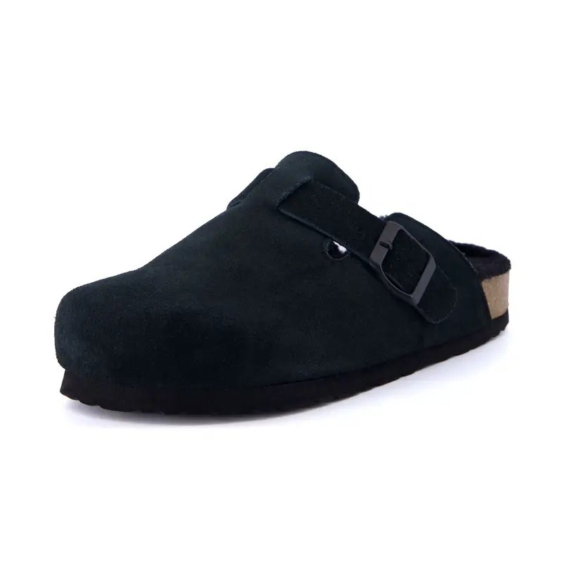 Womens Hana Genuine Suede Clog - Soft Fur Lining