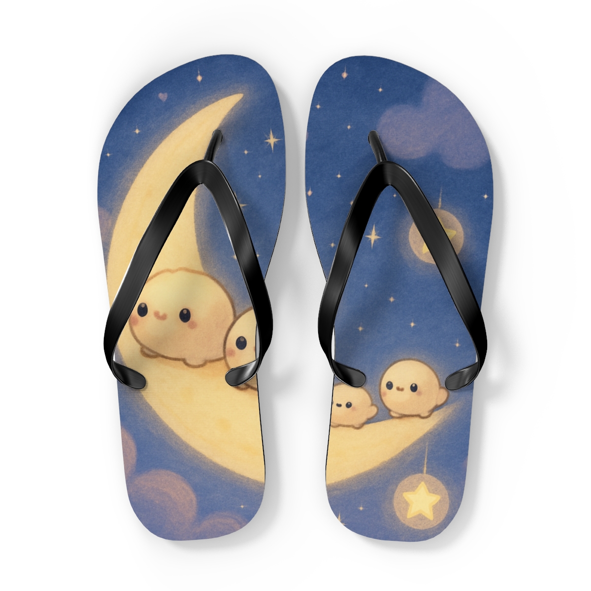 Sleepy Moon Dumpling Parade personalized beach flip flops