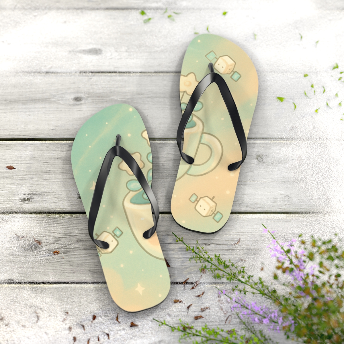 Starlight Teacup Orbit Garden stylish summer flip flops