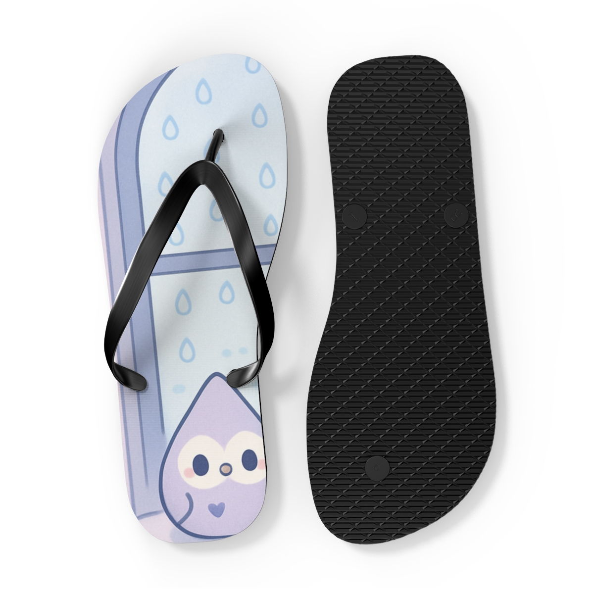 Lavender Raindrop Owls trendy printed flip flops