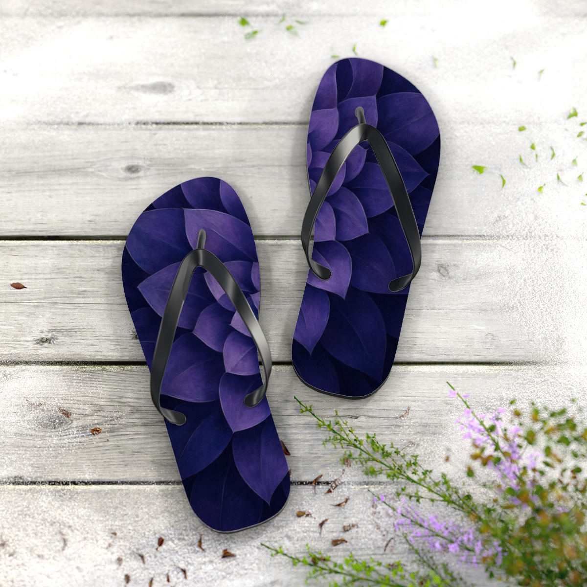 Lavender Spiral Bliss Flip Flops