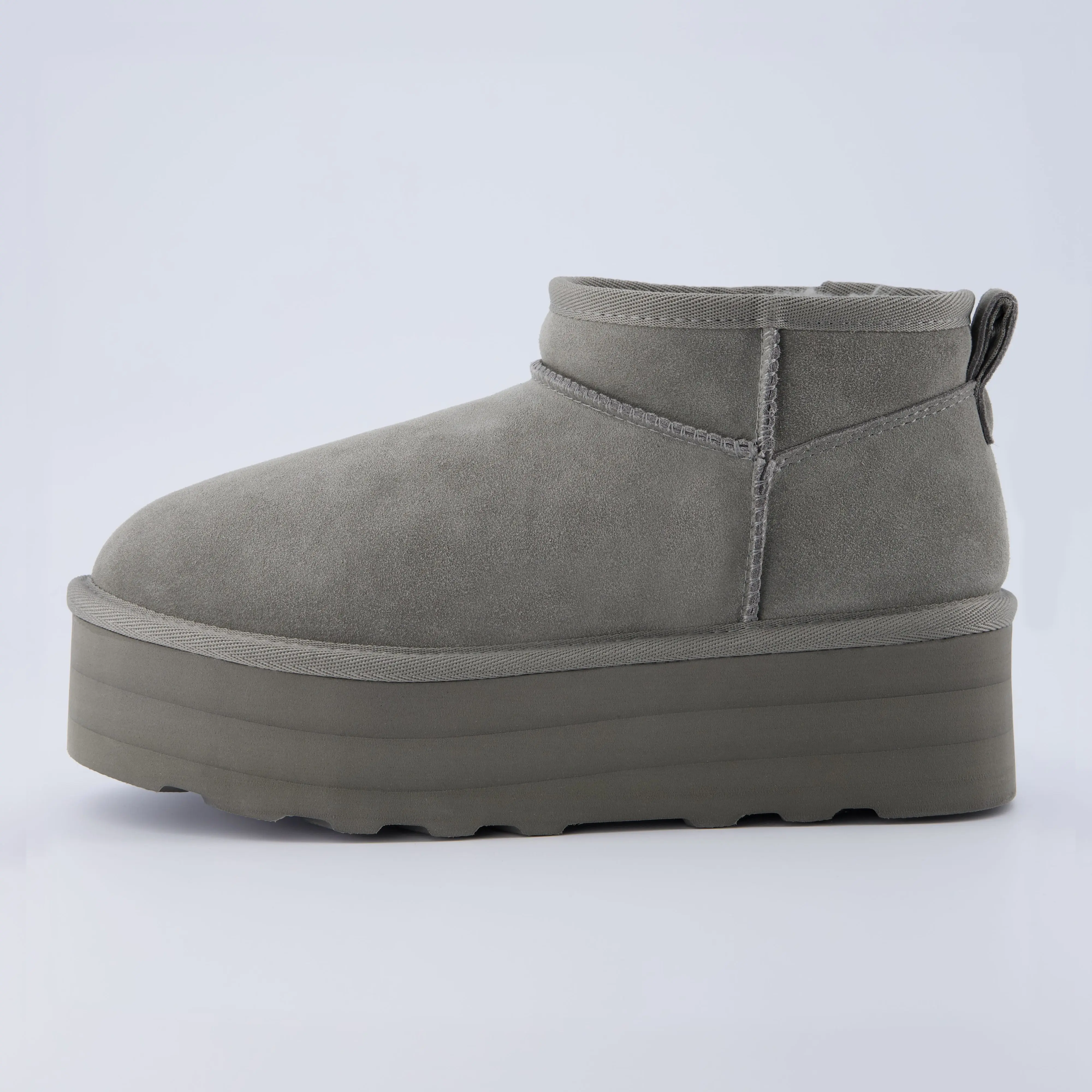 Cushionaire Hippy Womens Platform Ankle Boots Soft Genuine Suede Faux Fur Lining Cozy Winter Slip On Design Comfortable Water Resistant Boots Footwear with Wide Widths Available