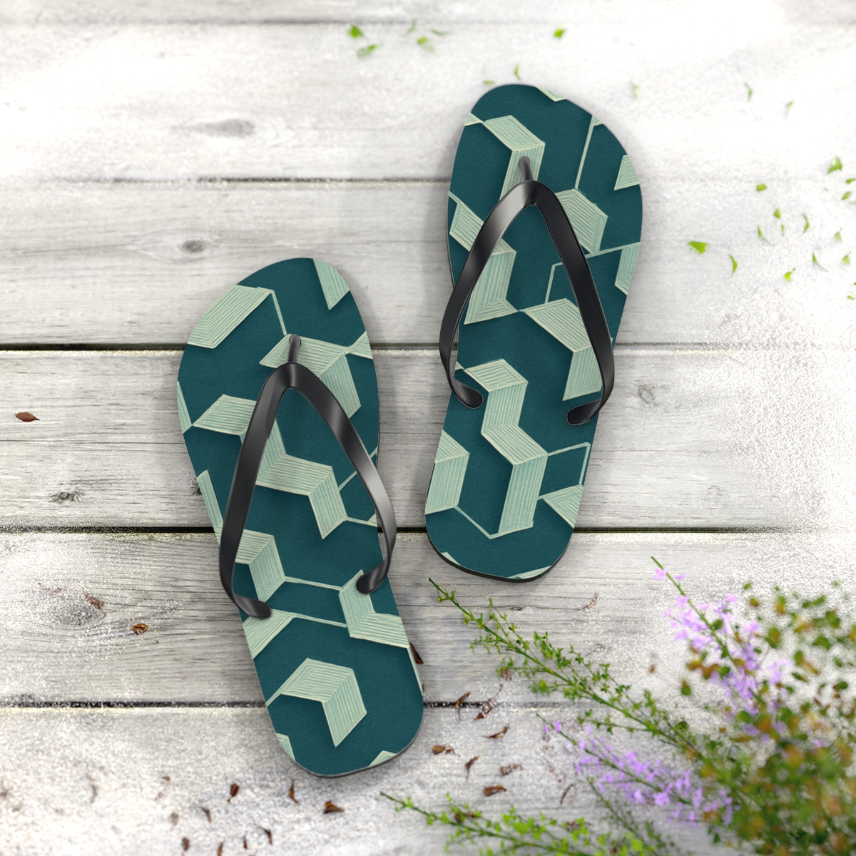 Hex Weave Oscillation trendy printed flip flops