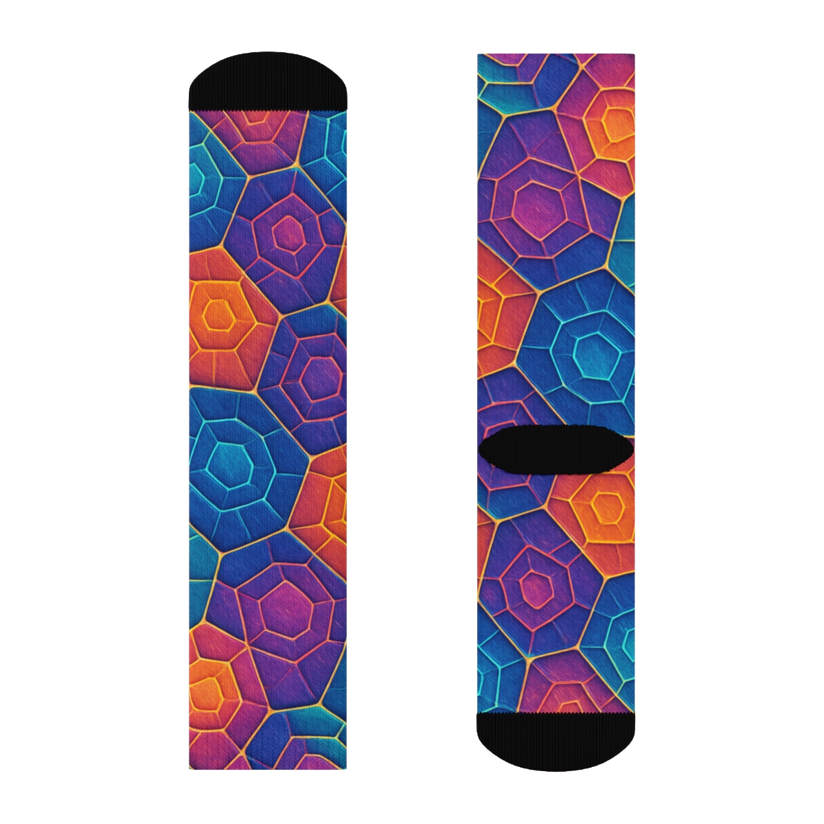 Prismatic Voronoi Starfield Weave stylish patterned socks