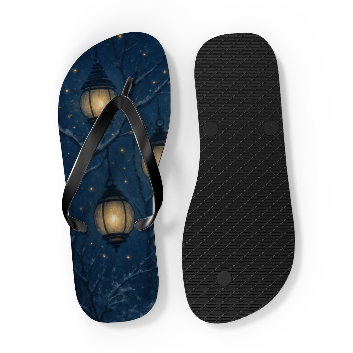 Midwinter Lantern Constellation personalized beach flip flops