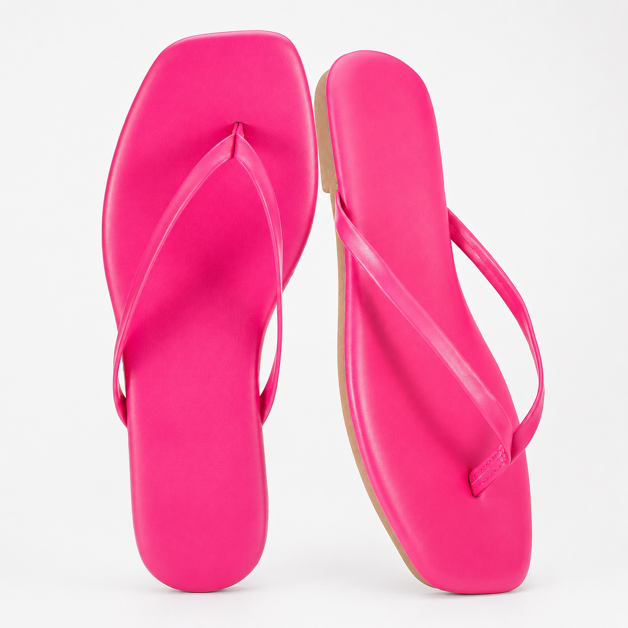 Memory Foam Vegan Leather Flip Flop Sandals For Women