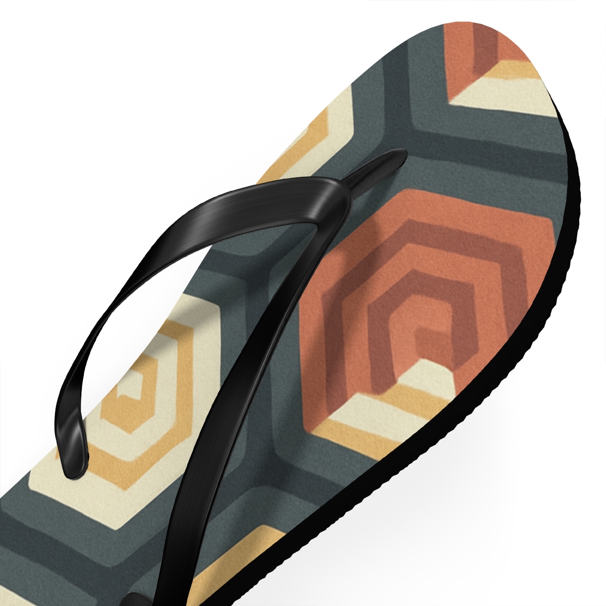 Fractal Step Hex Terrace unique graphic flip flops