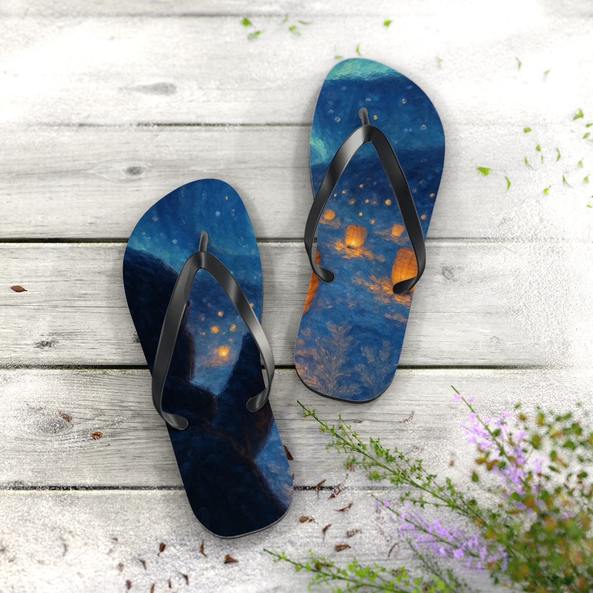 Winter Lantern Aurora soft sole flip flops