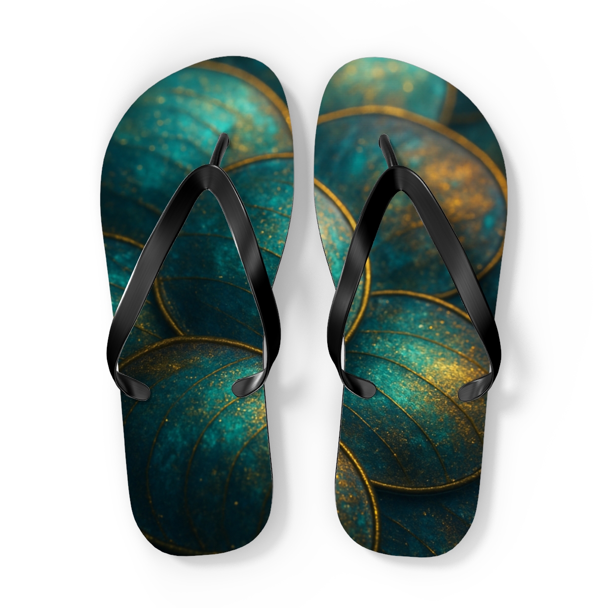 Iridescent Beetle Mosaic soft sole flip flops