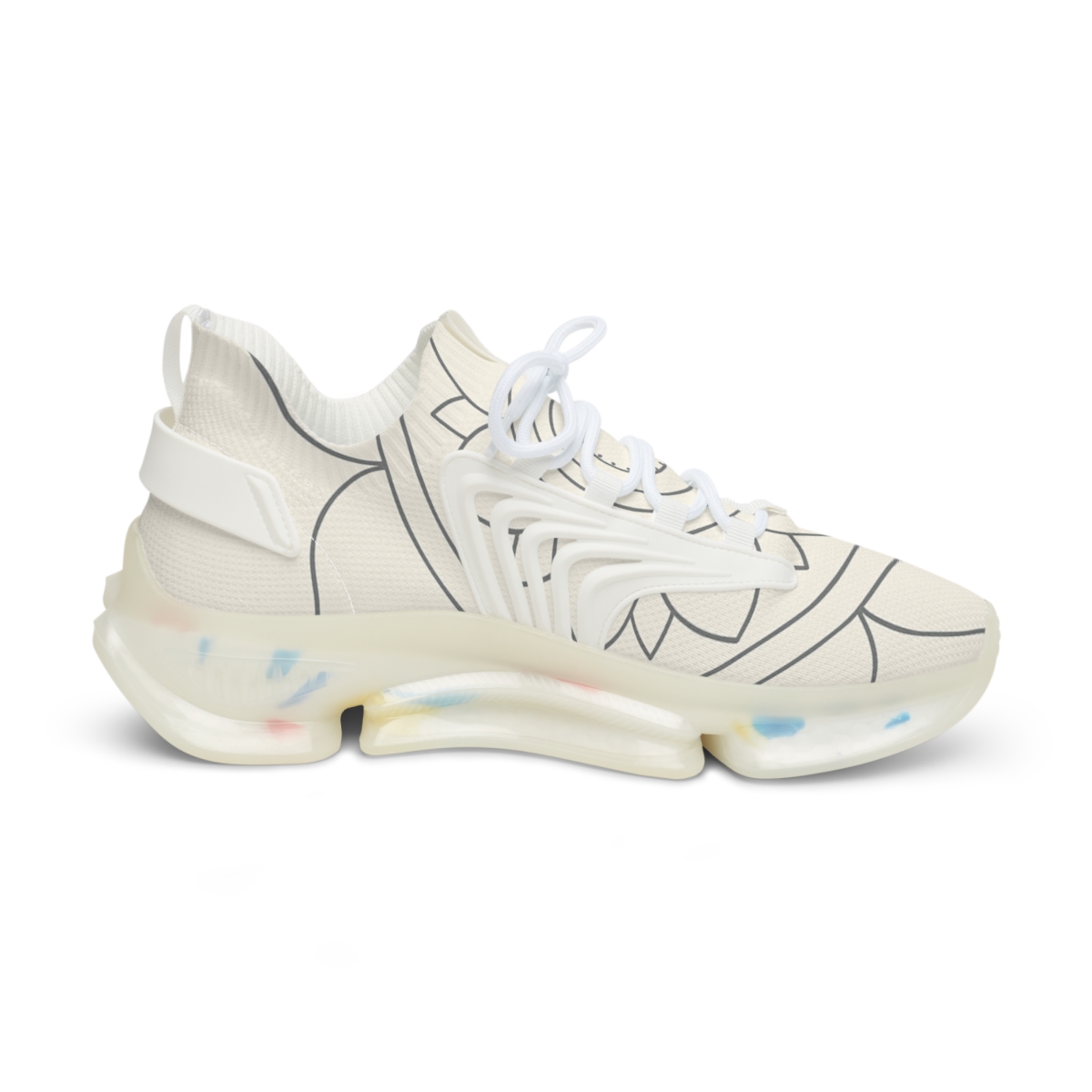 Graphite Petal Index Mandala unique printed sneakers