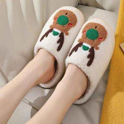 Reindeer Holiday Slippers – Cozy Festive Comfort for the Winter Season - Cloud Cushion Slides