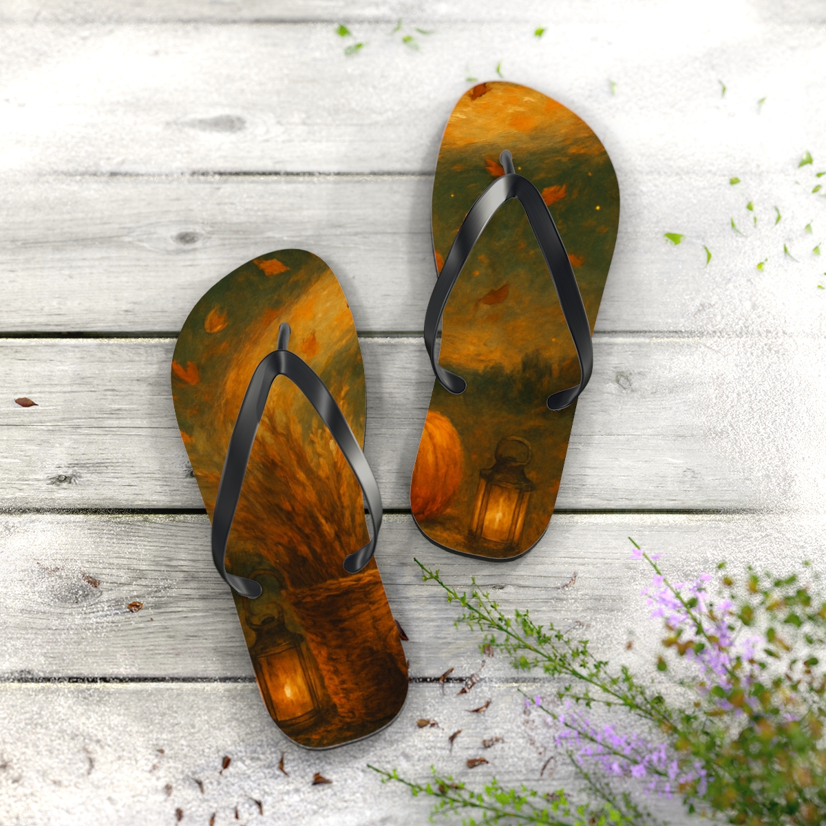 Autumn Harvest Aurora custom flip flops
