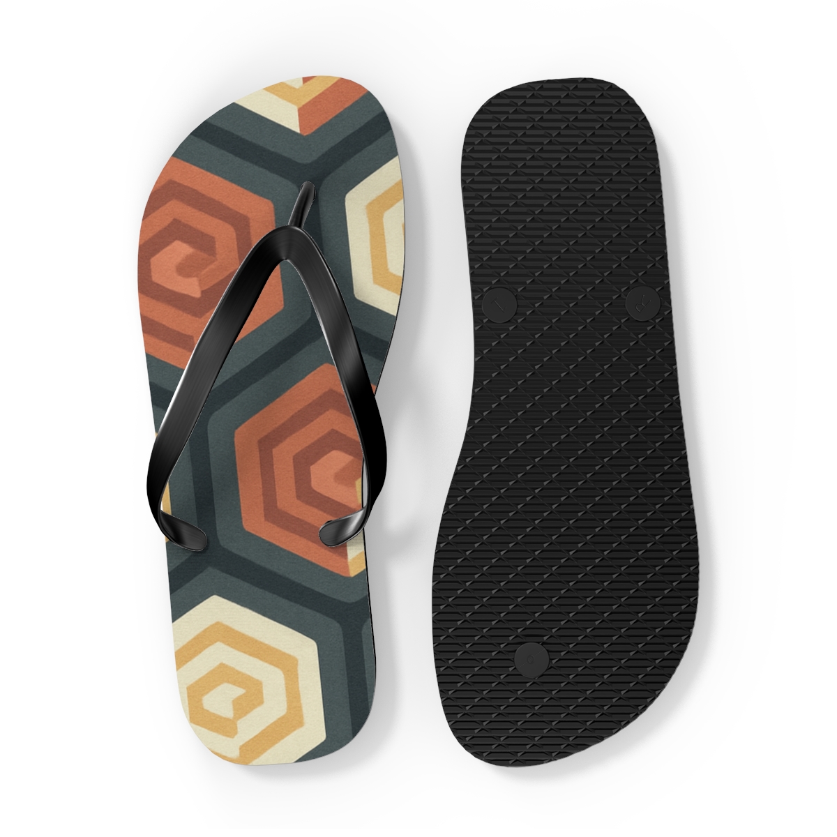 Fractal Step Hex Terrace unique graphic flip flops