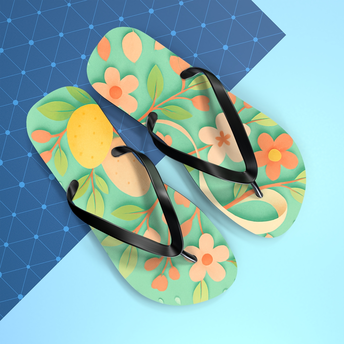 Spring Equinox Ribbon Garden unique graphic flip flops