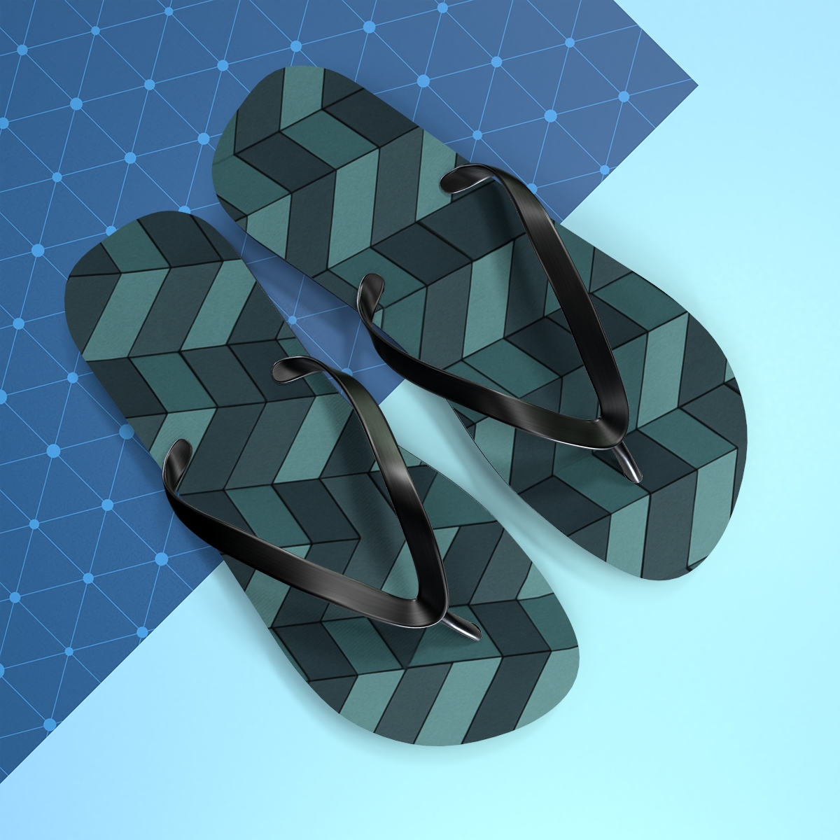 Offset Prism Weave designer logo flip flops
