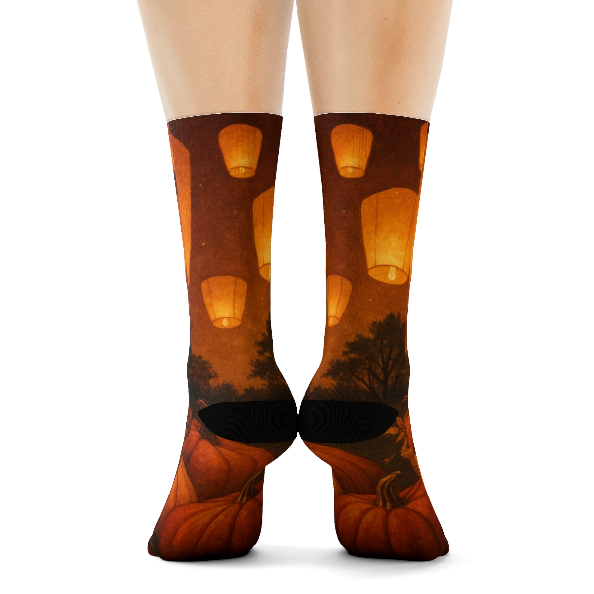 Midnight Harvest Lanterns stylish patterned socks