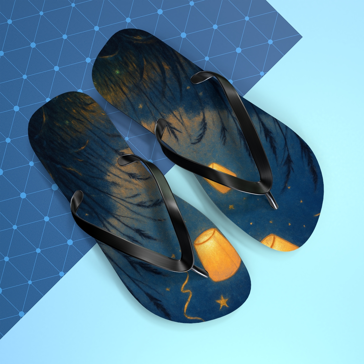 Midsummer Lantern Meadow custom flip flops