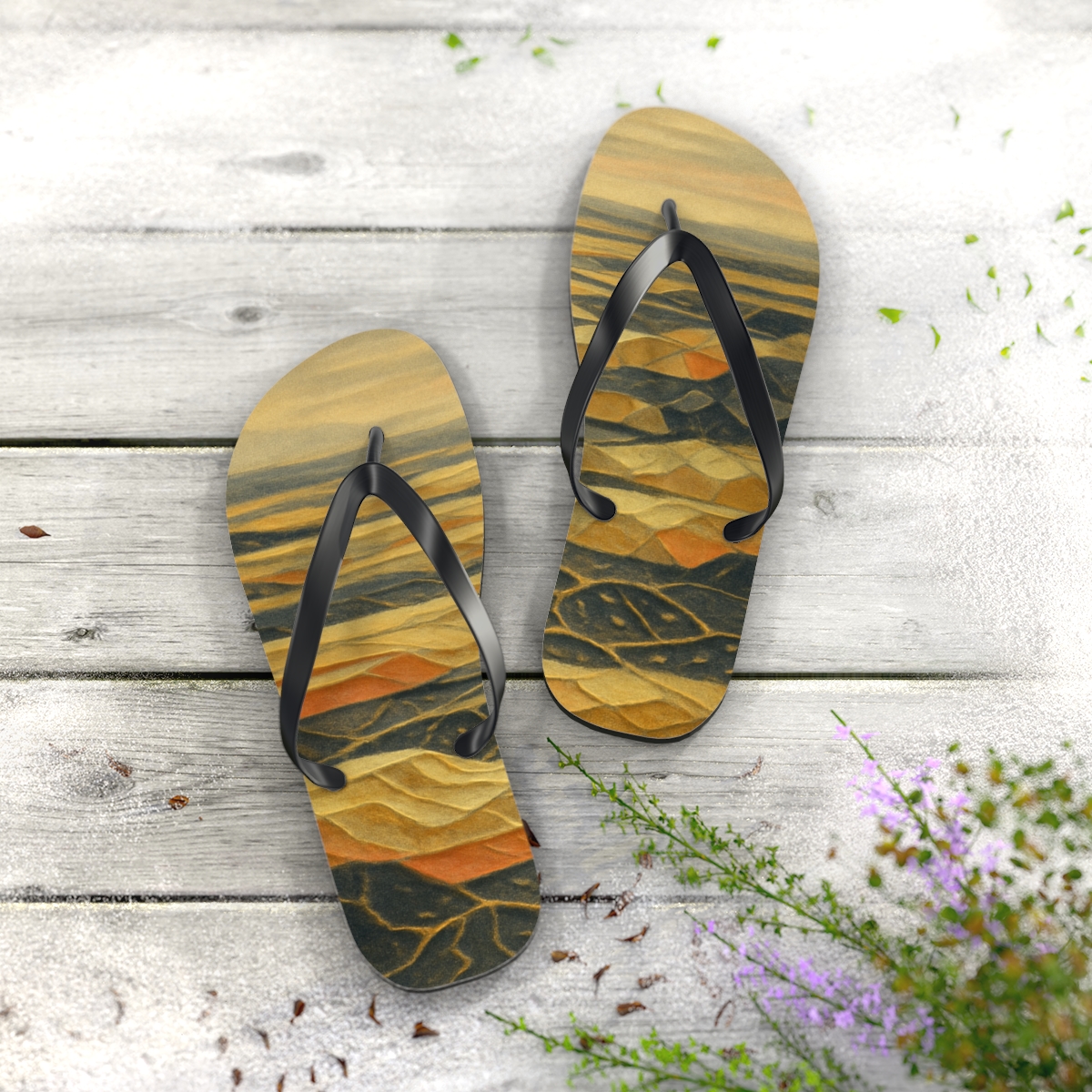 Strata Veil Mosaic personalized beach flip flops