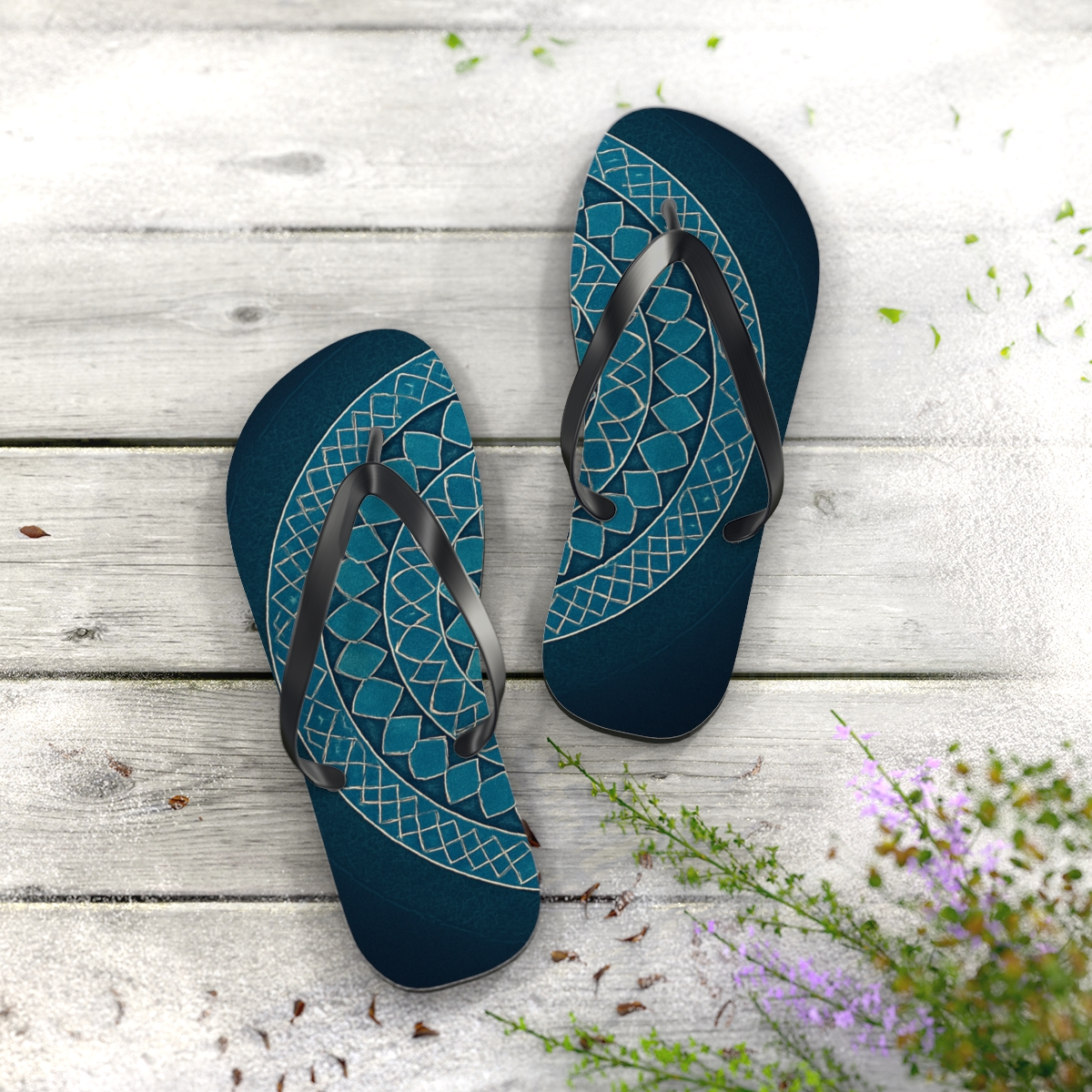 Prismatic Lattice Halo unique graphic flip flops
