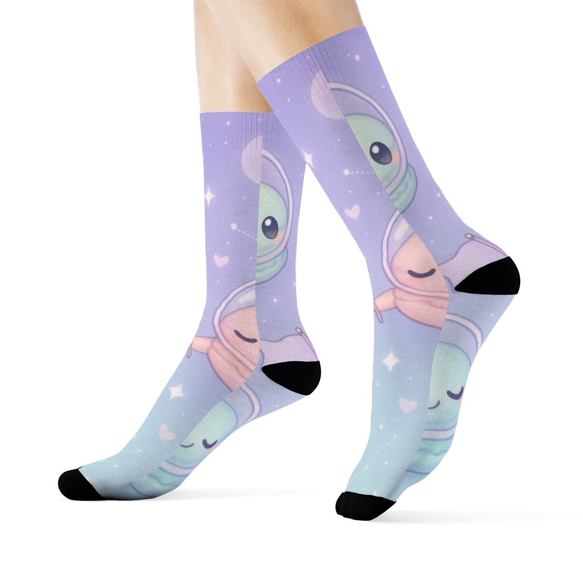 Cosmic Macaron Astronauts personalized cozy socks