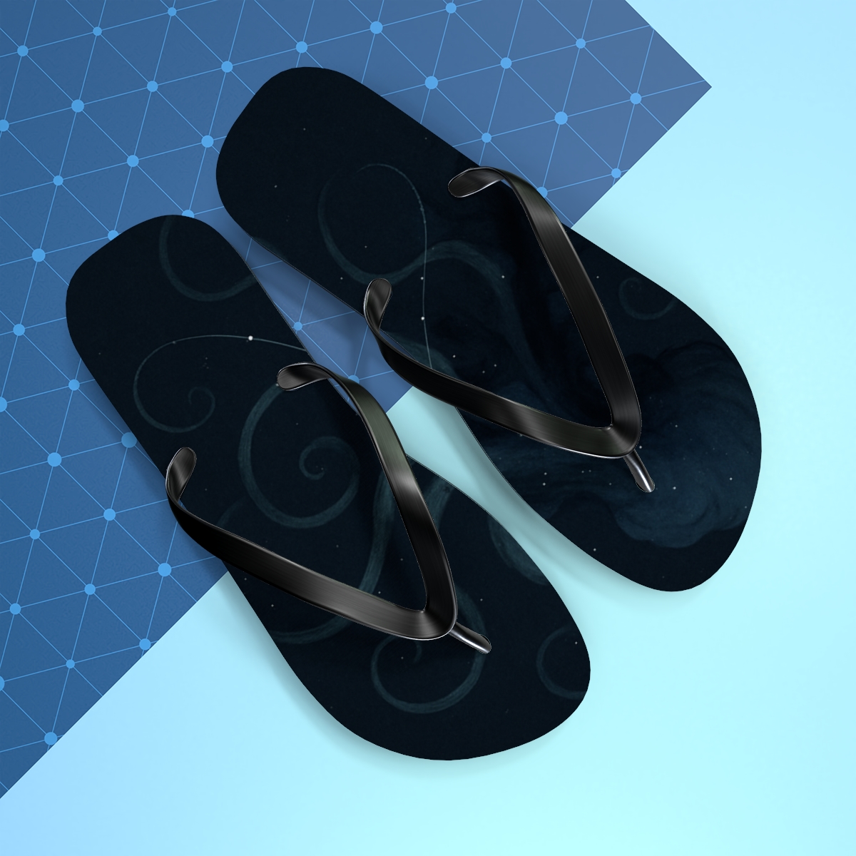 Octopus Ink Bloom Constellation unique graphic flip flops