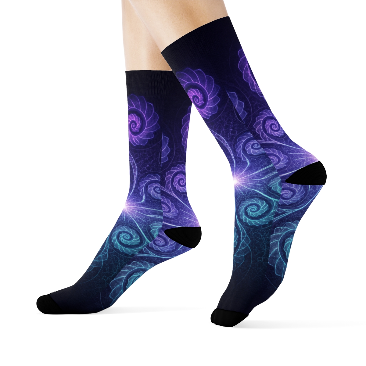 Stellar Spiral Rosette unique printed socks