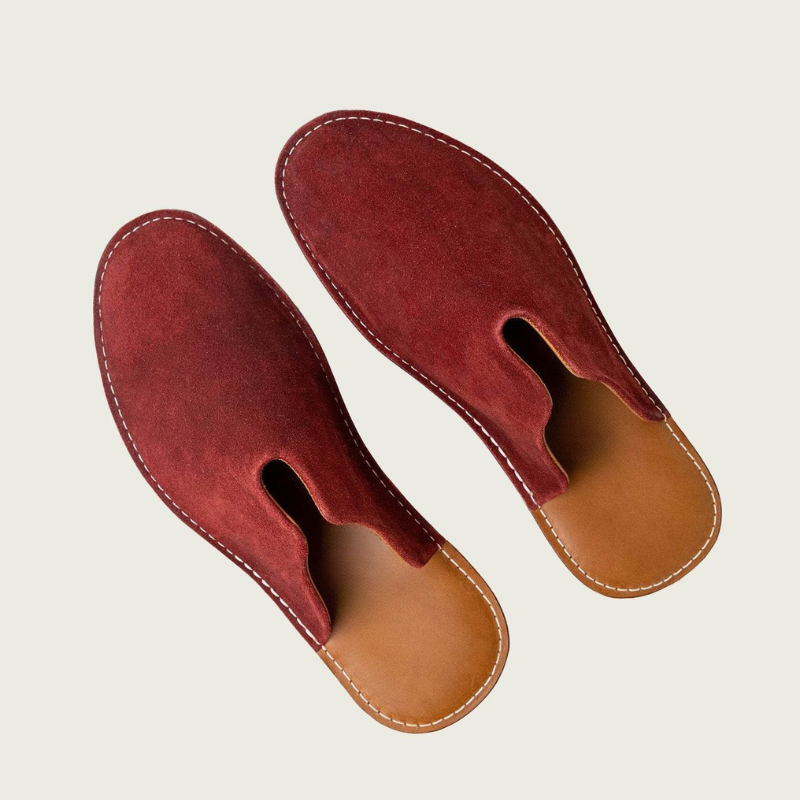Soft Suede Leather Slip On Slippers With Open Back Design