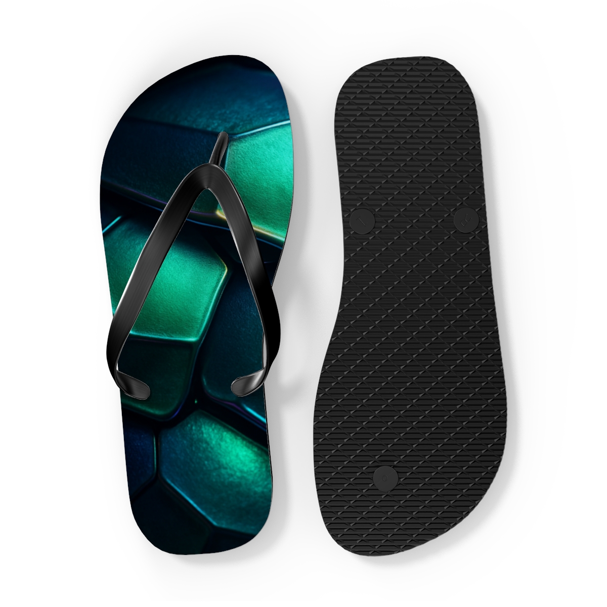 Iridescent Carapace Echo unique graphic flip flops