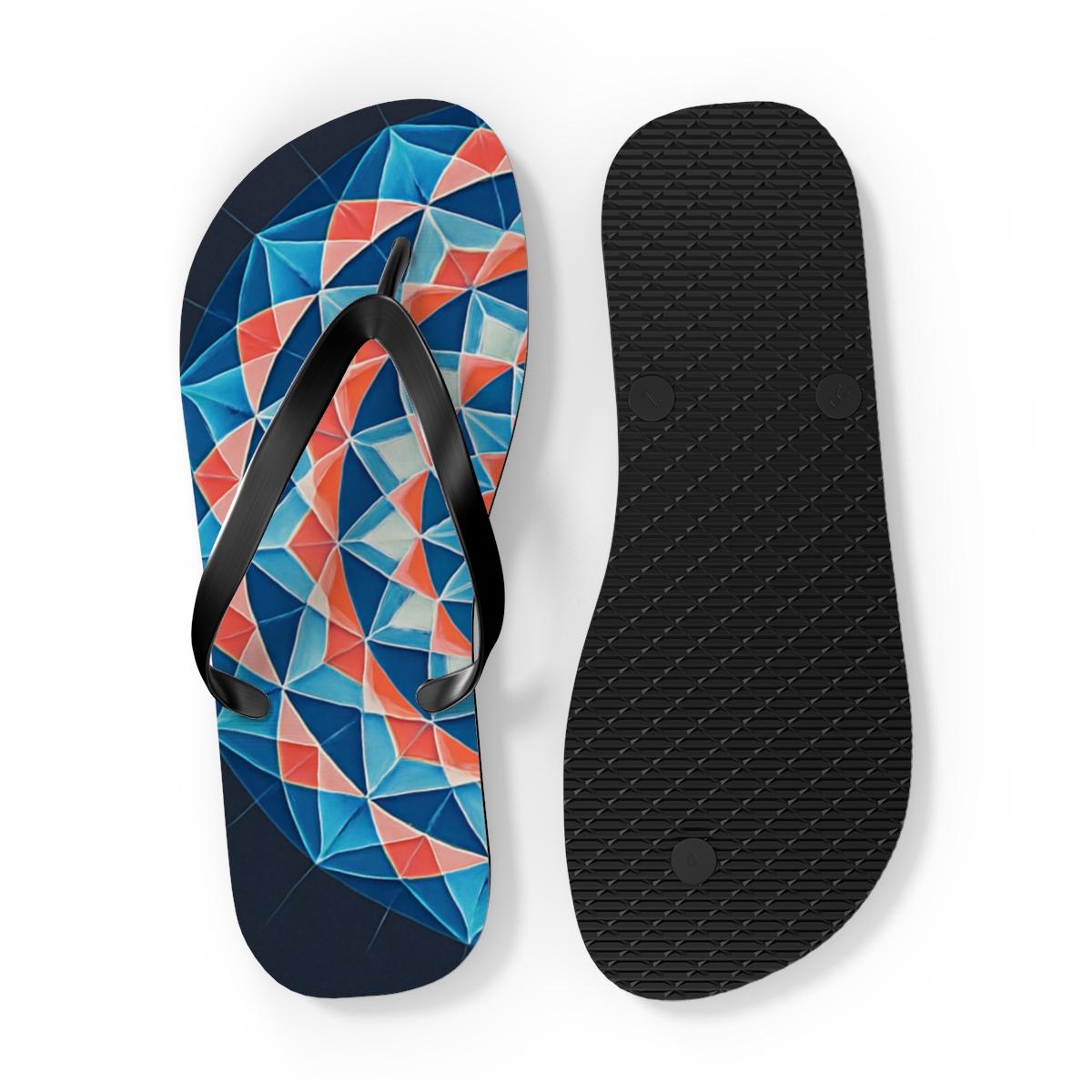 Prismatic Spiral Rosette unique graphic flip flops