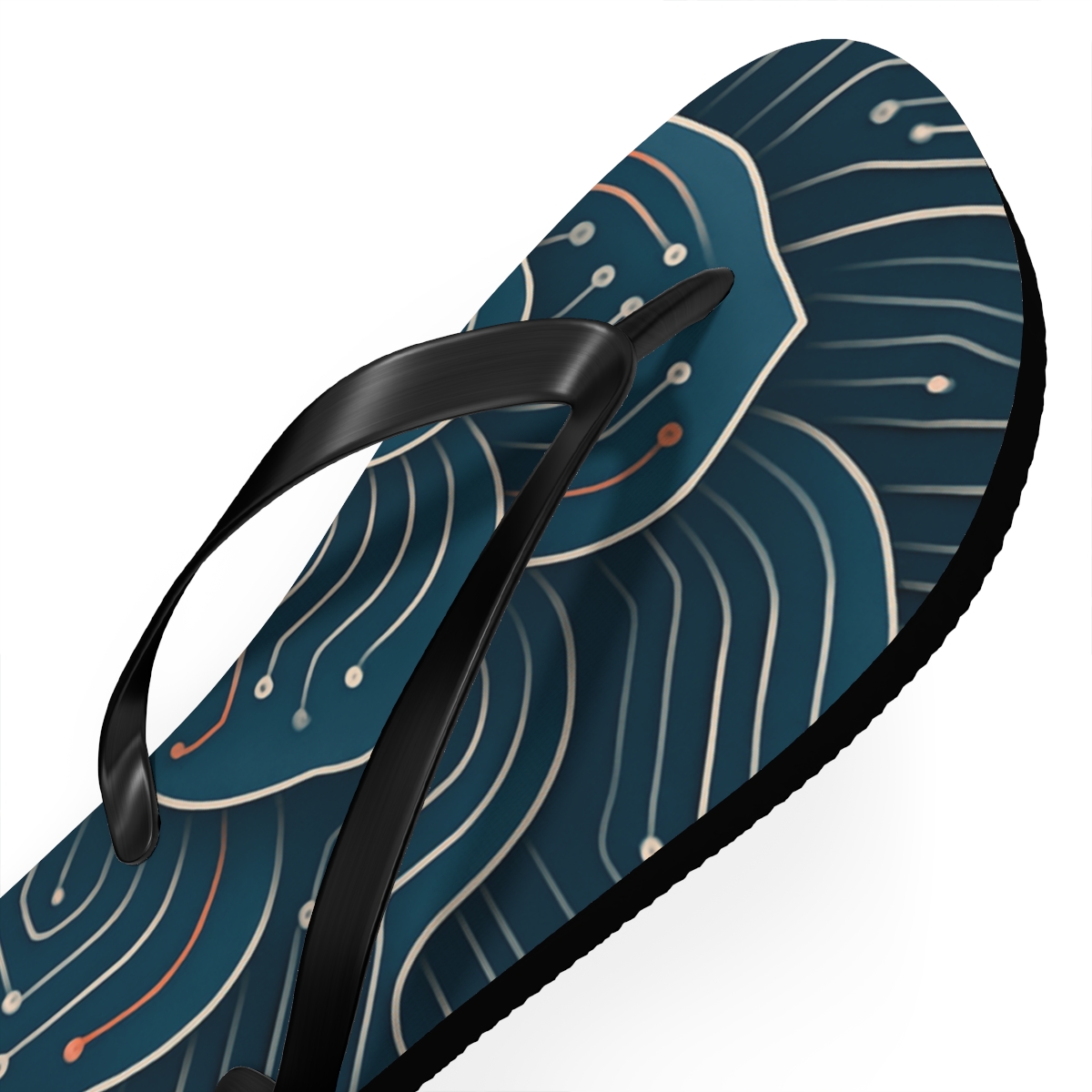 Camellia Petal Circuit unique graphic flip flops