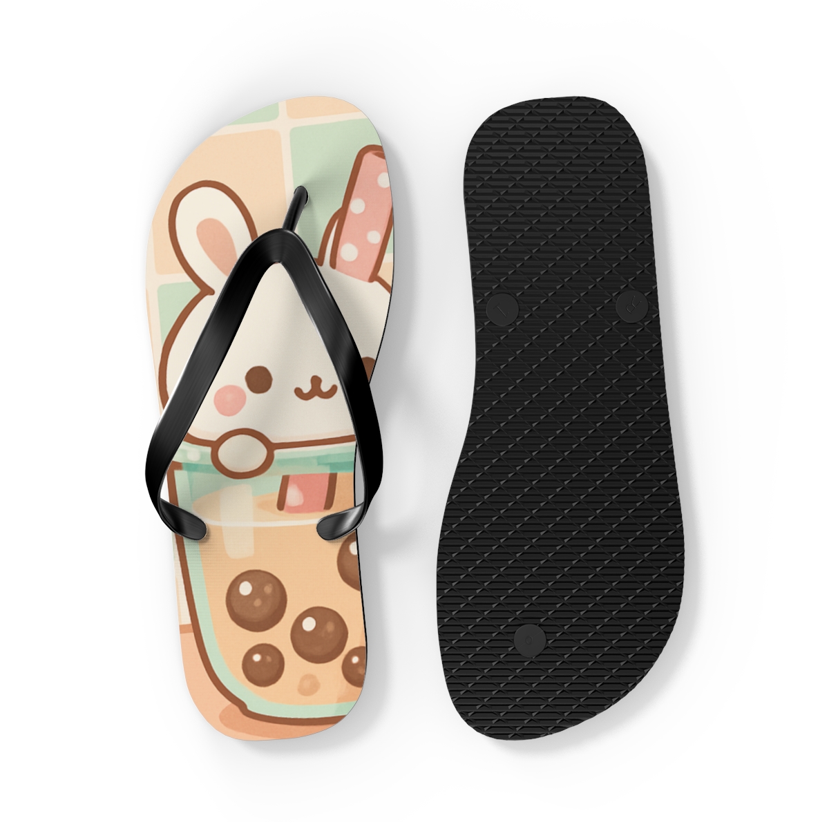 Pastel Boba Bunny Walks Flip Flops