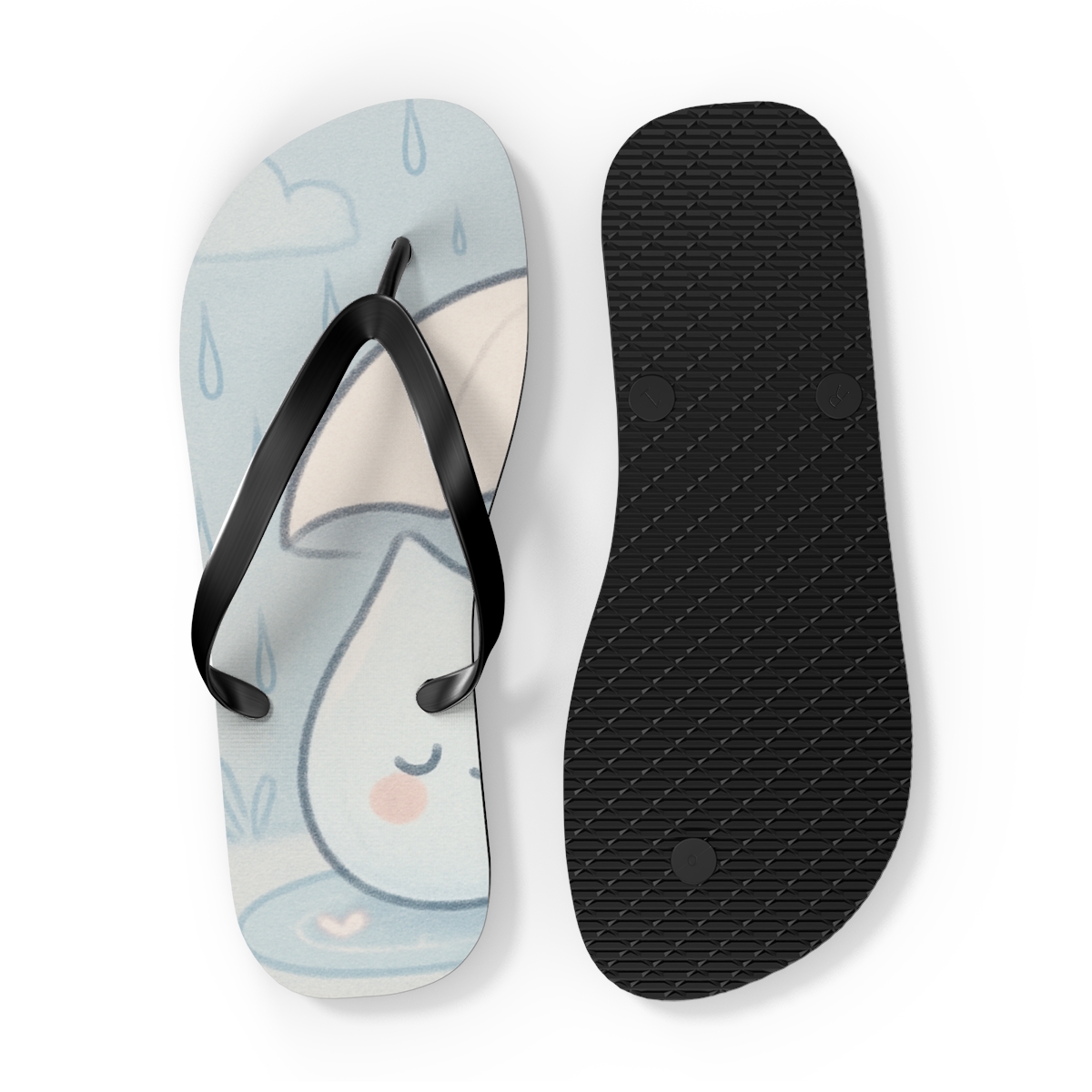 Sleepy Raindrop Umbrella Buddies personalized beach flip flops