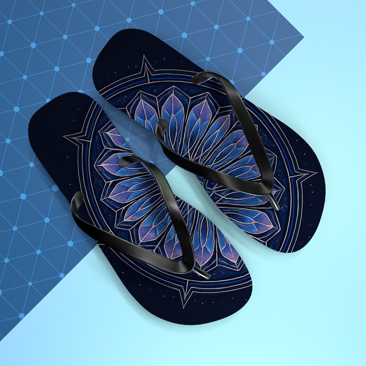 Midnight Prism Rosette trendy printed flip flops