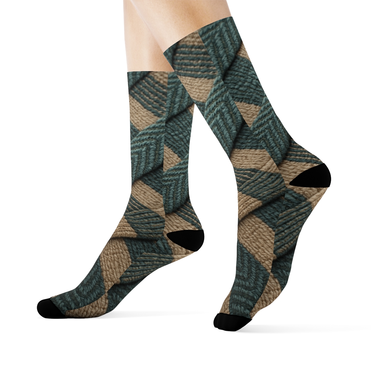 Woven Herringbone Stripe Interlock unique printed socks