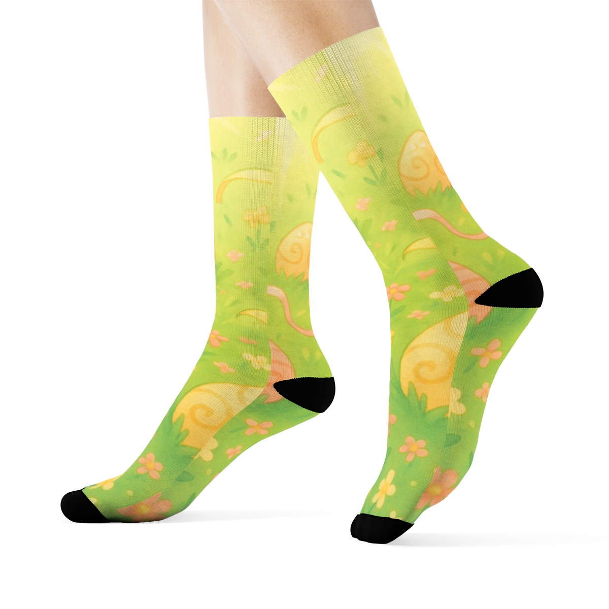 Spring Ribbon Egg Meadow unique printed sockscustom socks