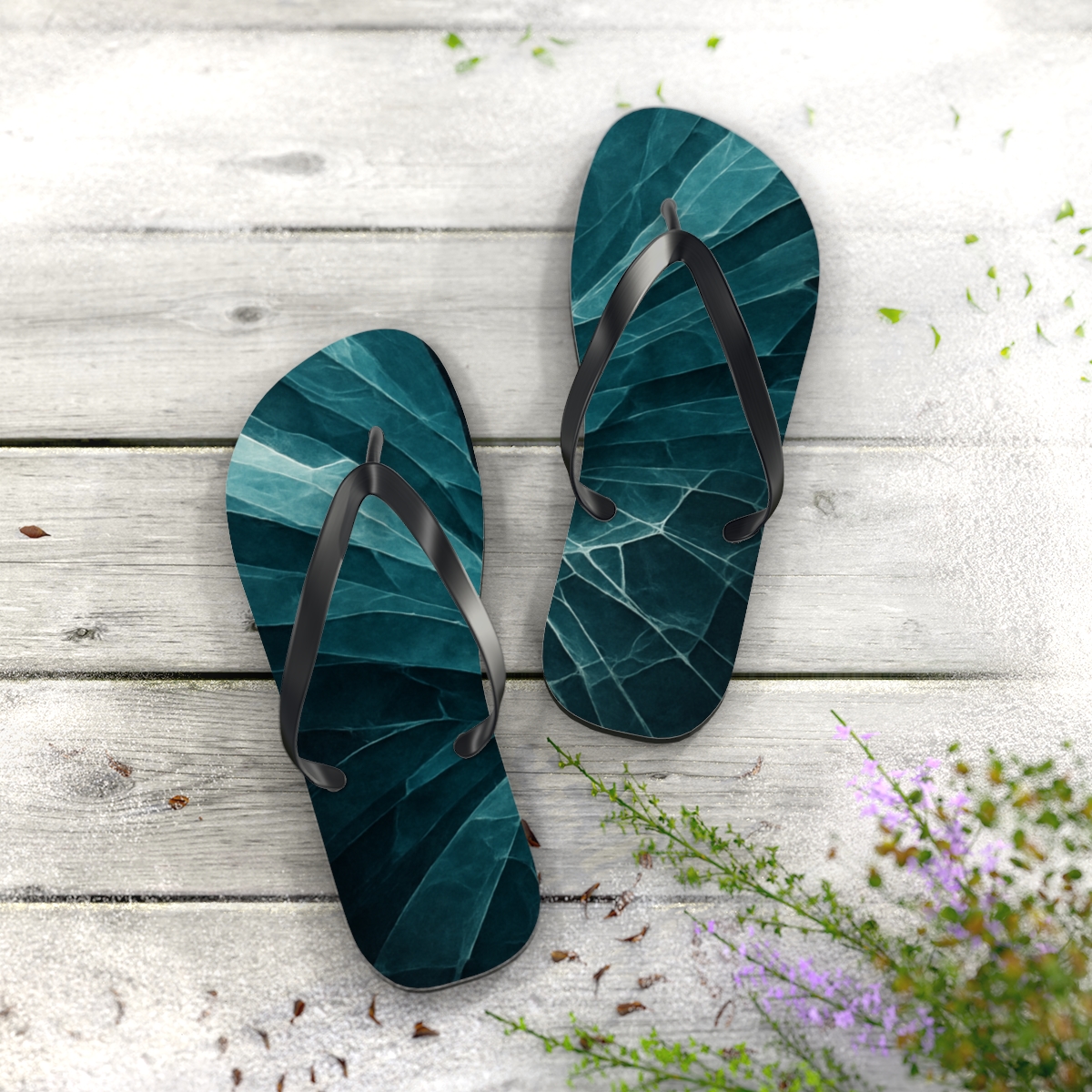 Prism Vein Fan trendy printed flip flops