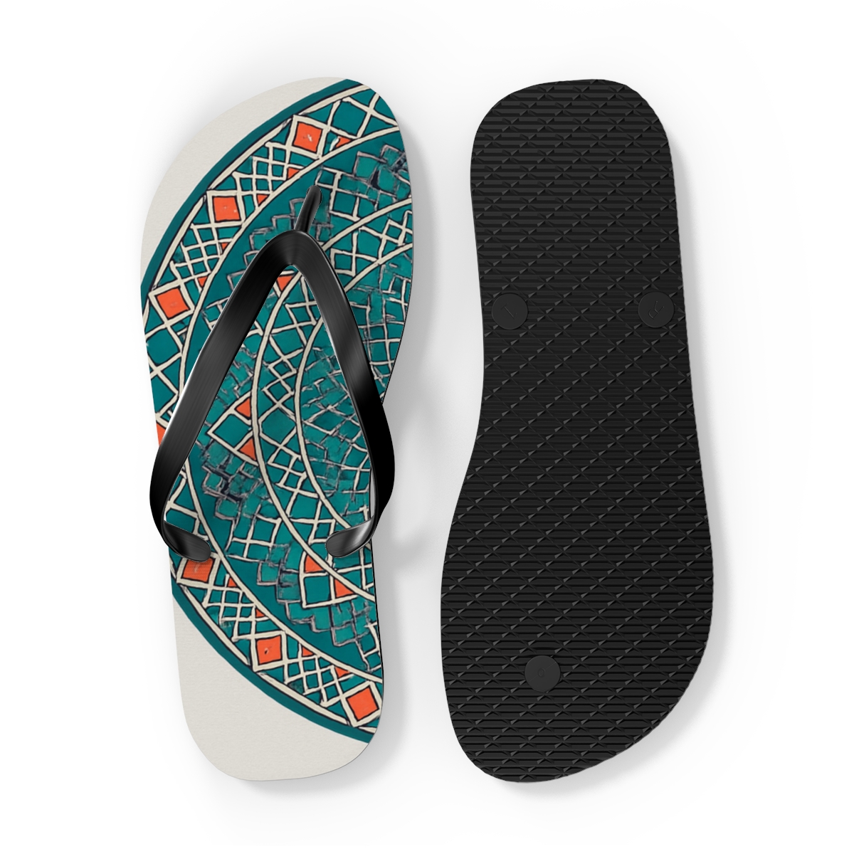 Chromatic Lattice Rosette colorful rubber flip flops