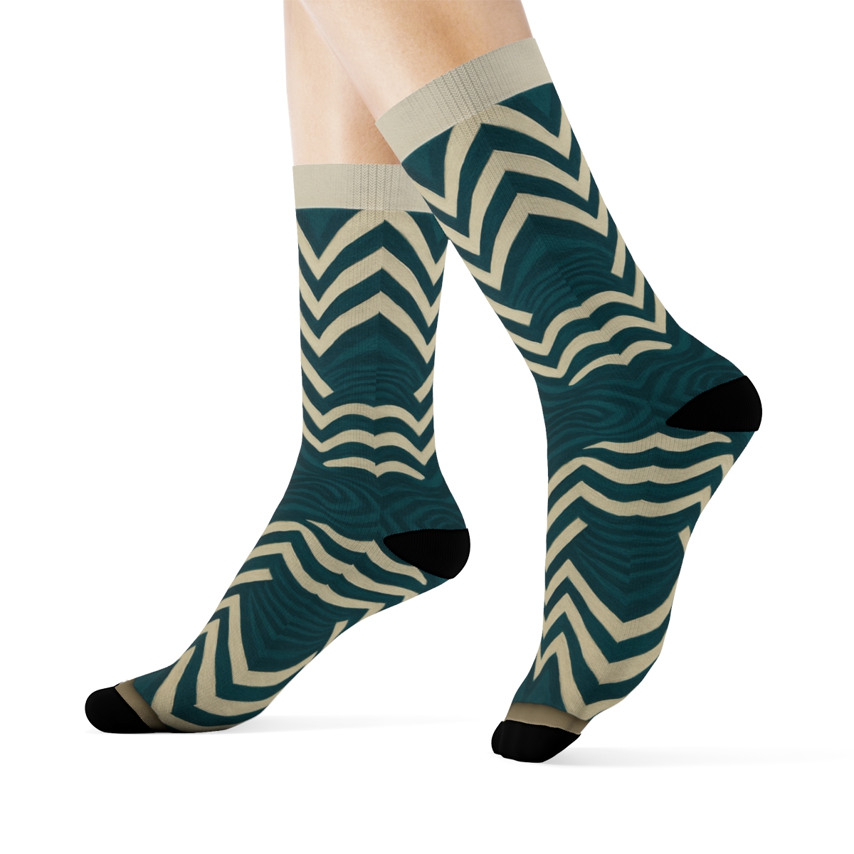 Moire Chevron Labyrinth unique printed sockscustom socks