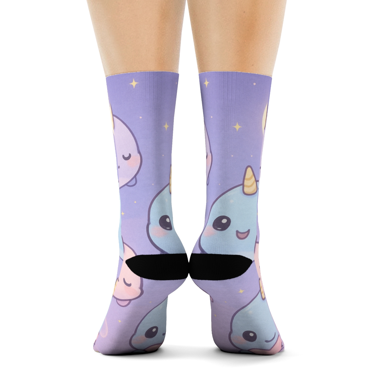 Moonlight Marshmallow Narwhals designer logo socks