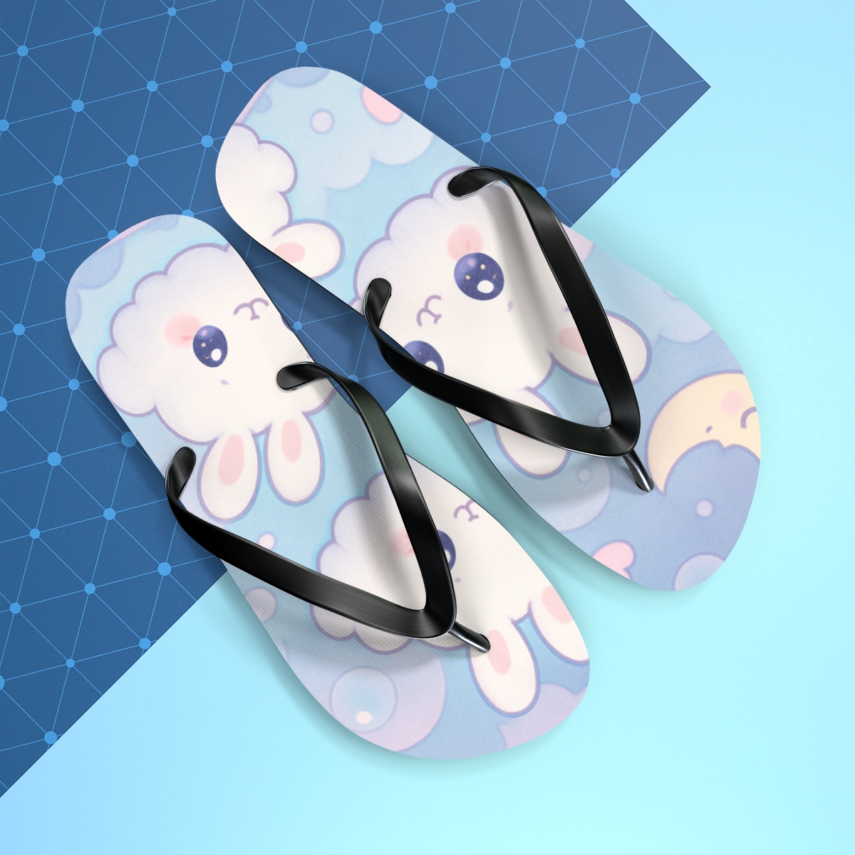 Dreamy Bunny Sky Flip Flops