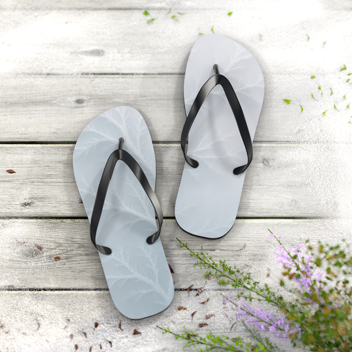 Frost Vein Lattice Drift designer logo flip flops
