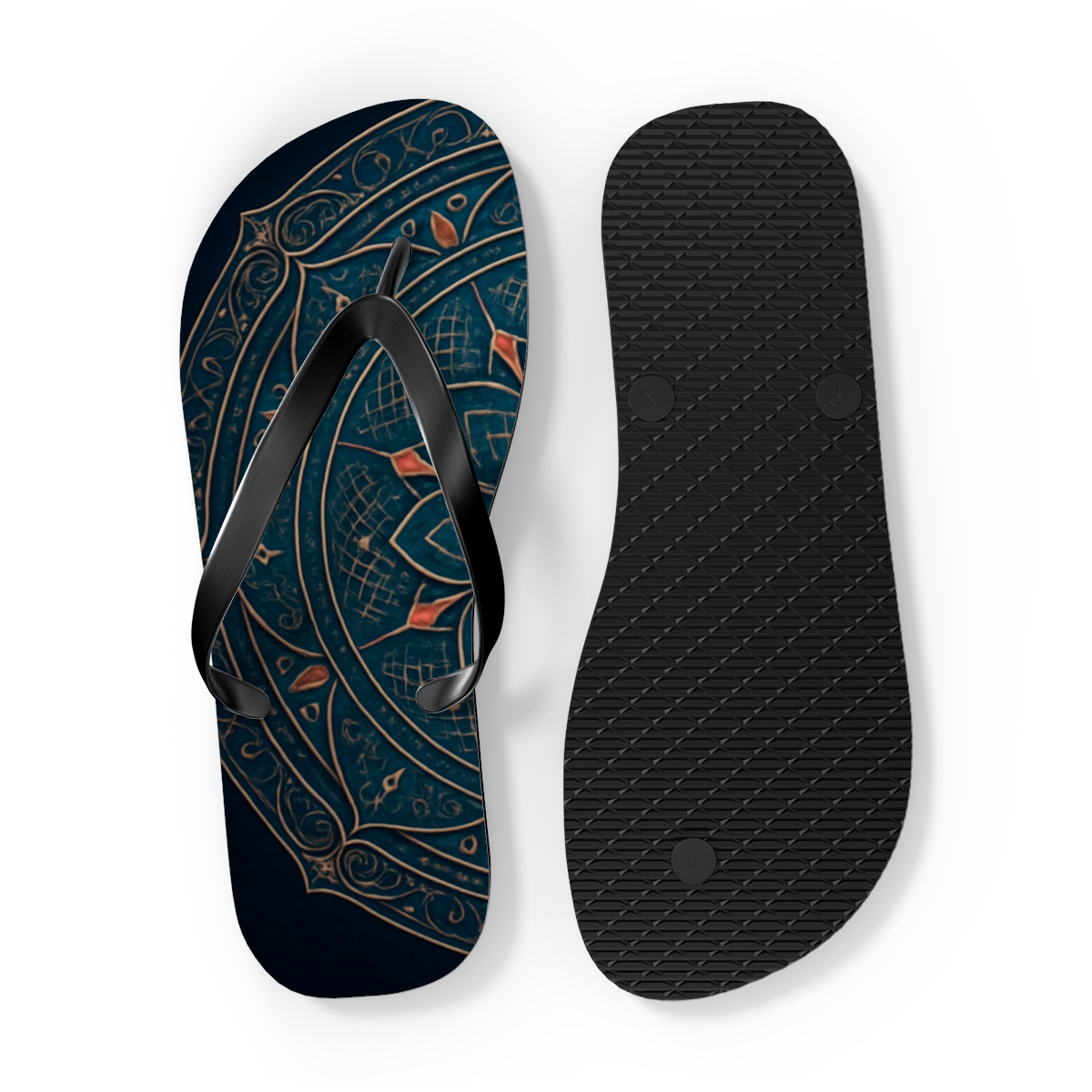 Nebula Filigree Compasswheel trendy printed flip flops