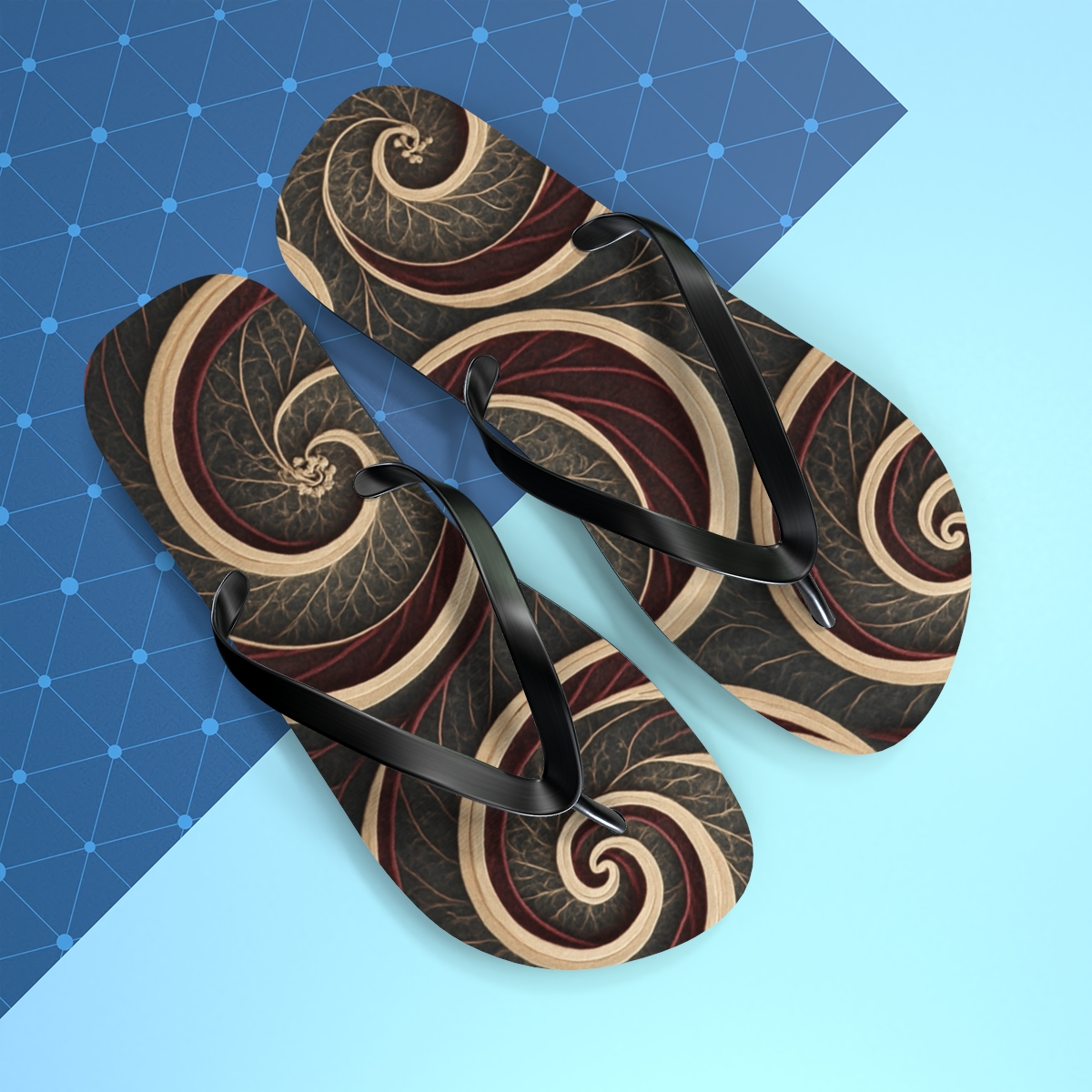 Orchid Vein Spiral Field unique graphic flip flops