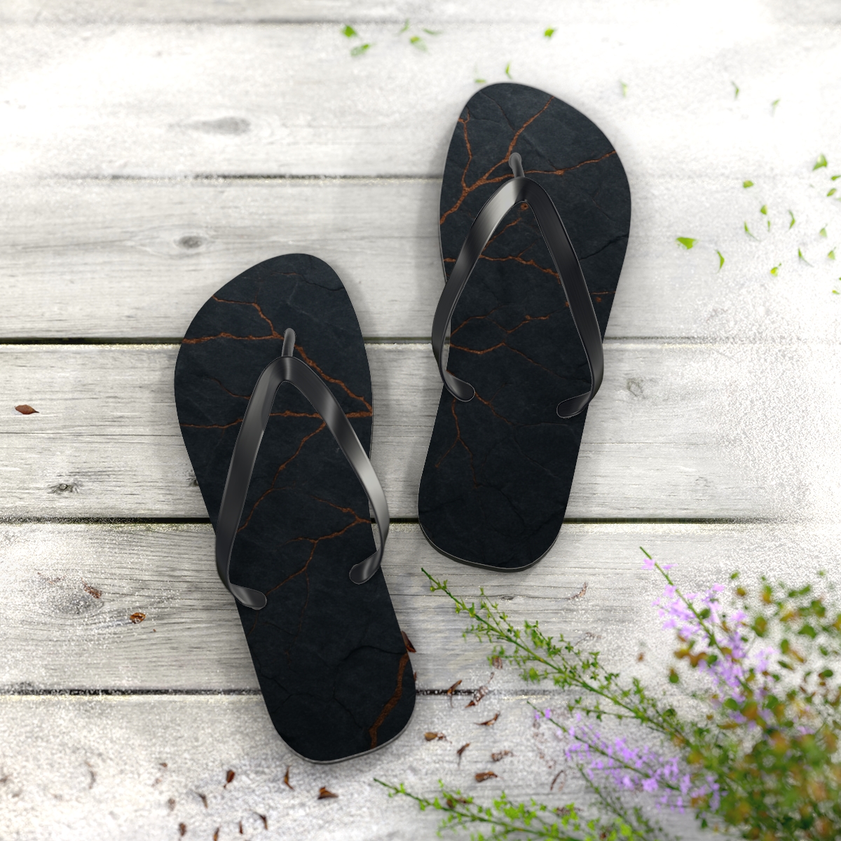 Basalt Vein Resonance designer logo flip flops