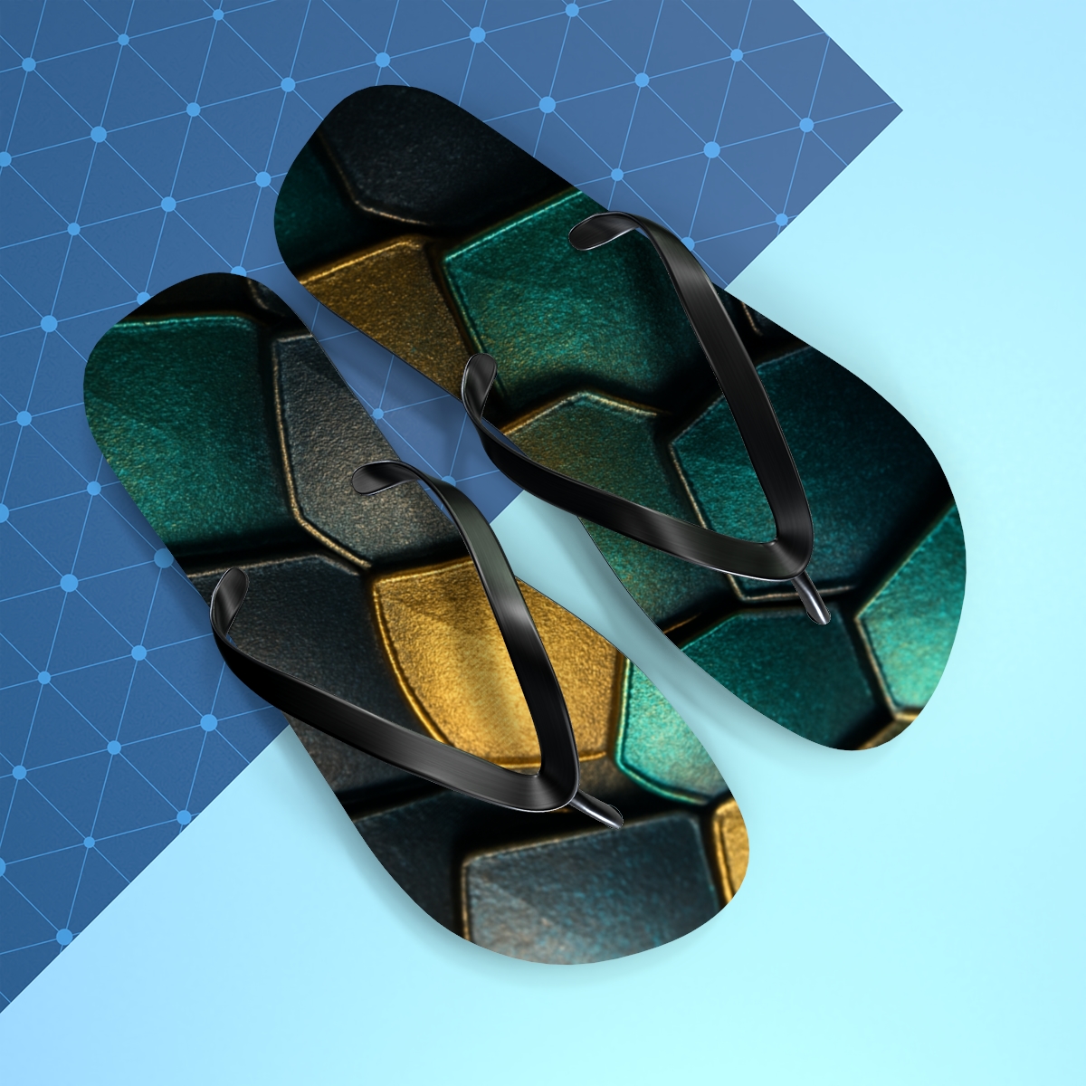 Iridescent Beetle Mosaic stylish summer flip flops