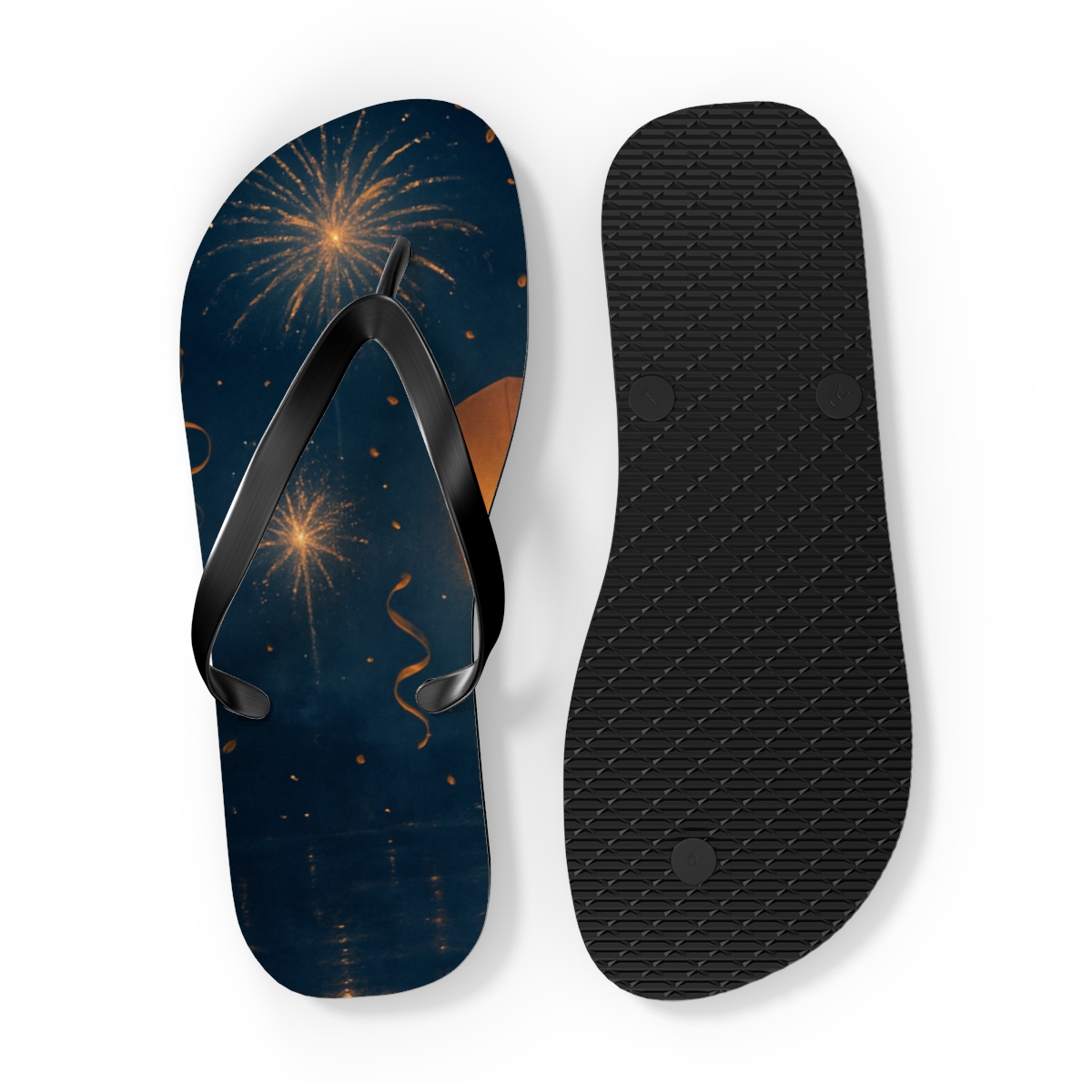Lanterns Of The New Year Sky personalized beach flip flops