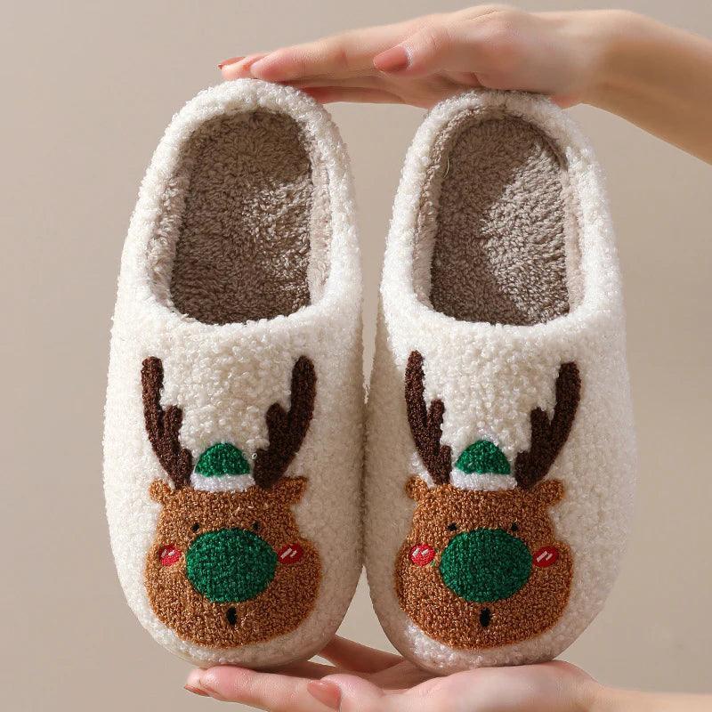 Reindeer Holiday Slippers – Cozy Festive Comfort for the Winter Season - Cloud Cushion Slides