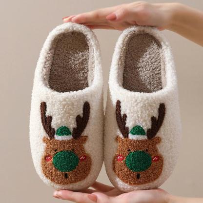 Reindeer Holiday Slippers – Cozy Festive Comfort for the Winter Season - Cloud Cushion Slides
