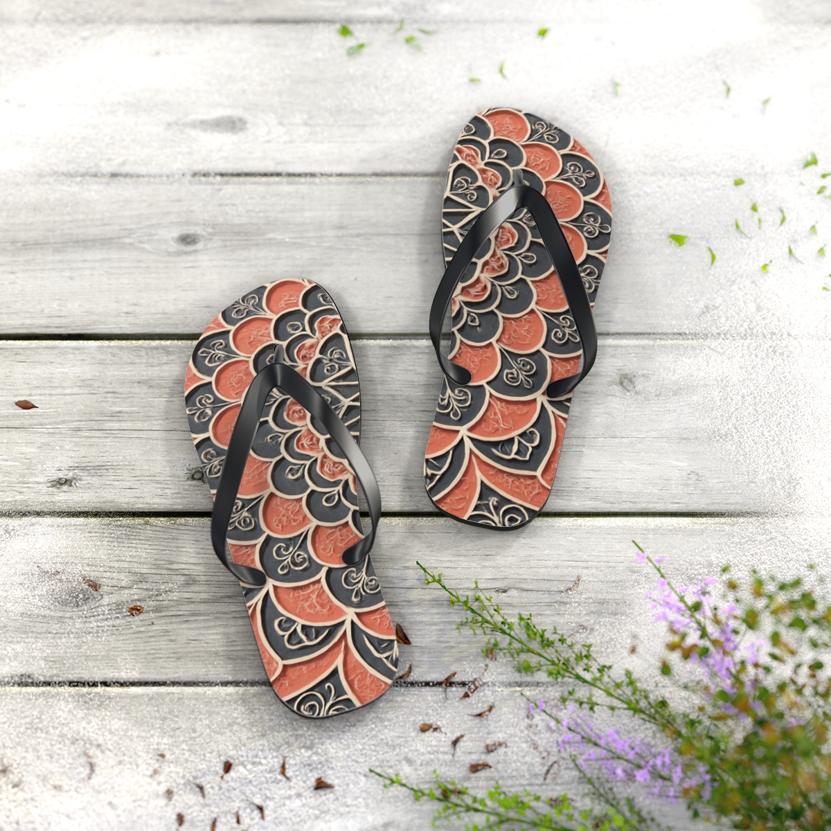 Coral Bloom Harmony Flip Flops